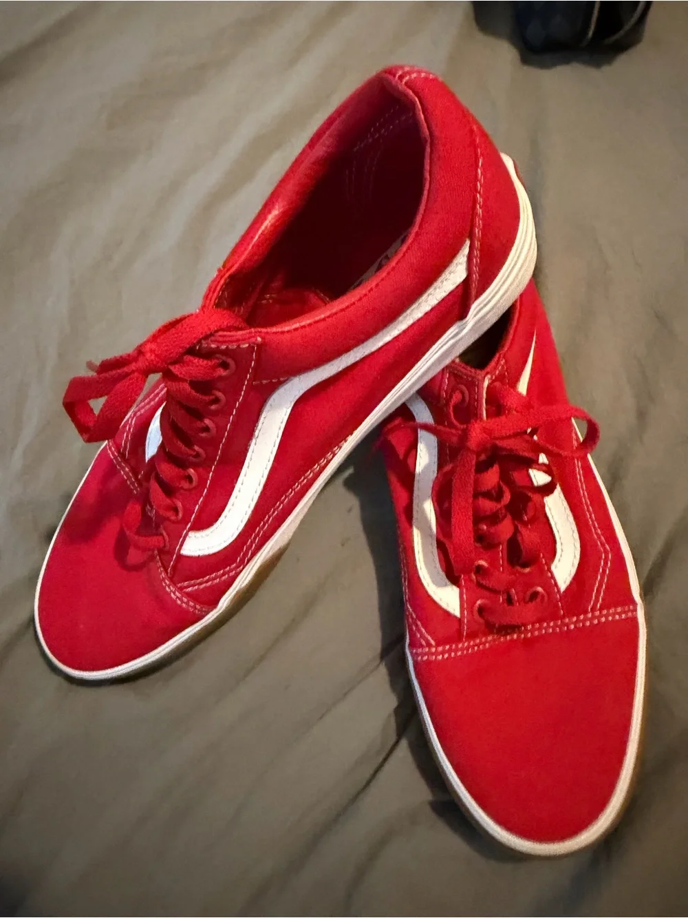 Vans Red Low-Top Sneakers with White Side Stripe